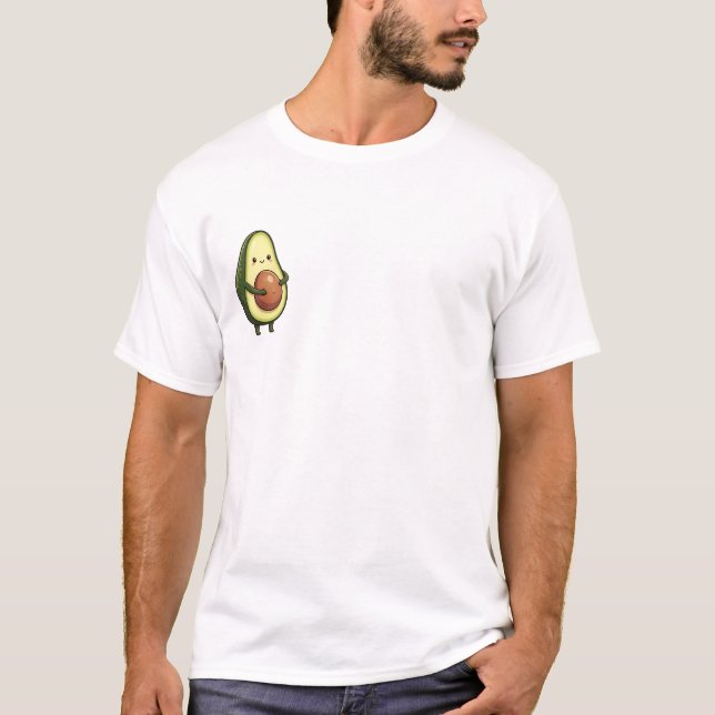Avo-Cuddle: Adorable Smiling Avocado Character T-Shirt (Front)