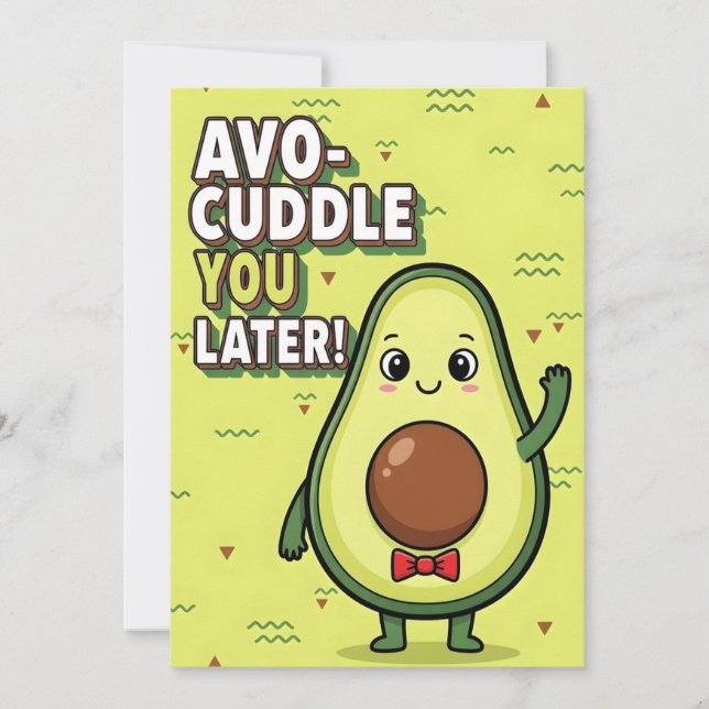 Avo-Cuddle You Later cute avocado pun gift fruit Thank You Card (Front)