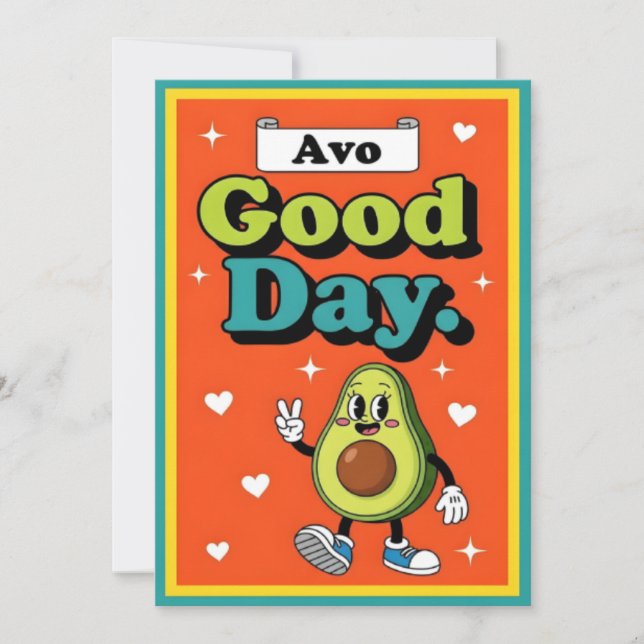 Avo Good Day cute avocado pun gift graphic food Thank You Card (Front)