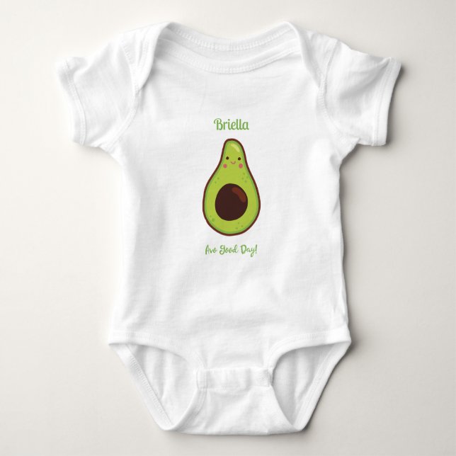 Avo Good Day Punny Avocado Personalized  Baby Bodysuit (Front)