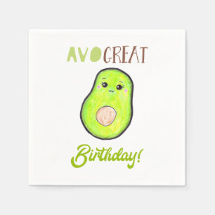 Avo great birthday kawaii hand drawn avocado cute napkins