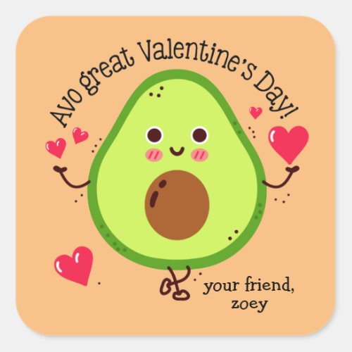 Avo Great Valentines Day Avocado Valentines Day  Square Sticker