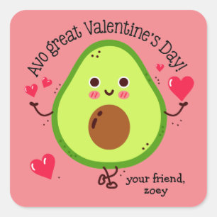 Avo Great Valentine's Day Avocado Valentine's Day Square Sticker