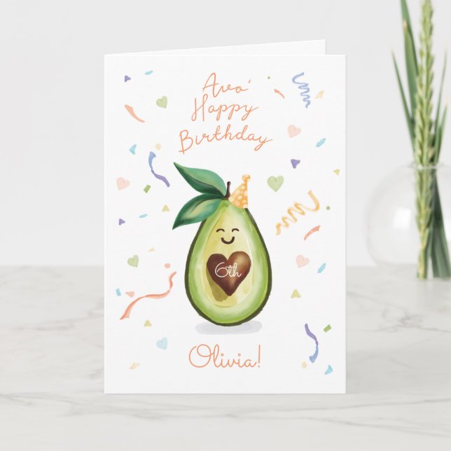 Avo Happy Birthday | Avocado Birthday Celebration Card (Front)