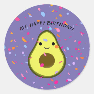 Avo Happy Birthday Funny Avocado Pun Classic Round Sticker