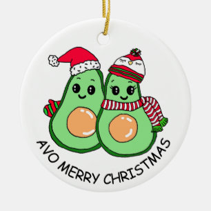 Avo Merry Christmas Avocado Humor Holiday Ceramic Ornament