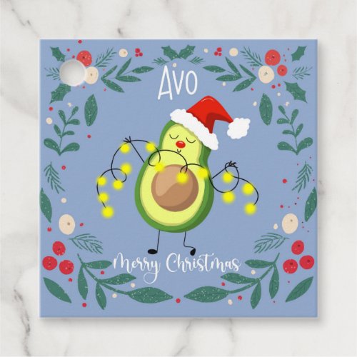 Avo merry christmas avocado lights  note card favor tags