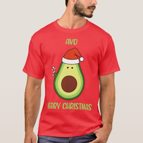 Avo Merry Christmas Funny Avocado Santa Hat Christ T_Shirt