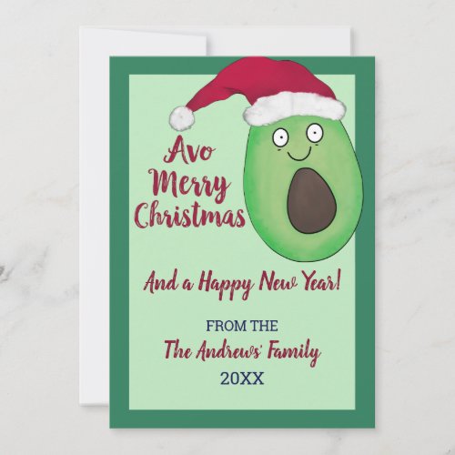 Avo Merry Christmas Quote Avocado Santa Christmas Holiday Card