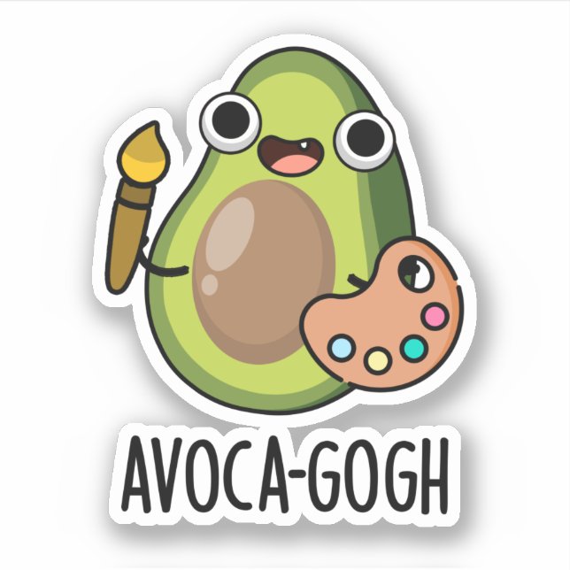 Avoca-gogh Funny Avocado Artist Pun  Sticker (Front)