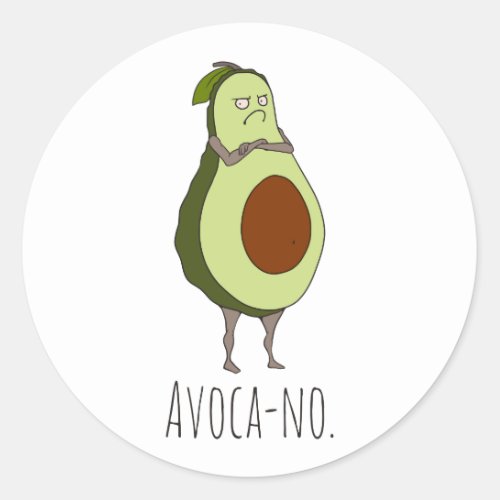 Avoca_no Grumpy Avocado Classic Round Sticker