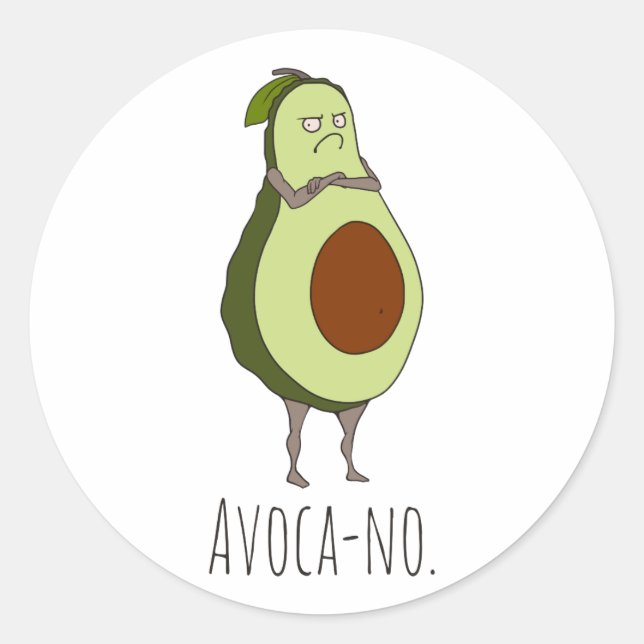 Avoca-no: Grumpy Avocado Classic Round Sticker (Front)