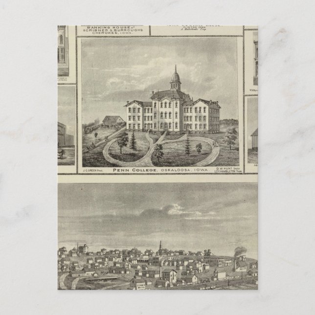 Avoca Penn College, Oskaloosa buildings in Dexter Postcard (Front)