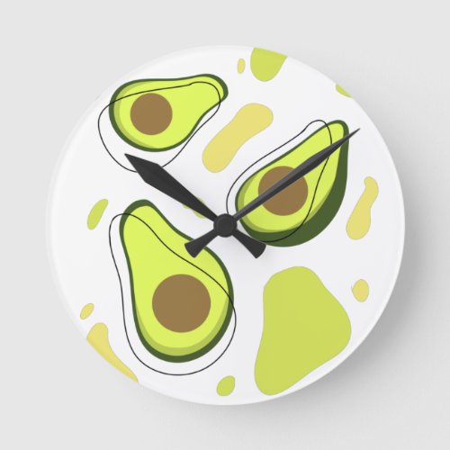 Avocado abstract pattern monoline design round clock