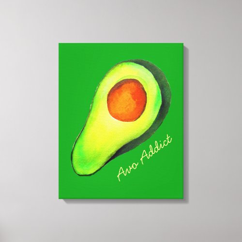 Avocado addict green cute art canvas print