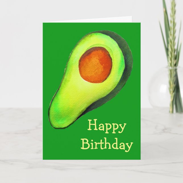 Avocado addict green cute art card (Front)