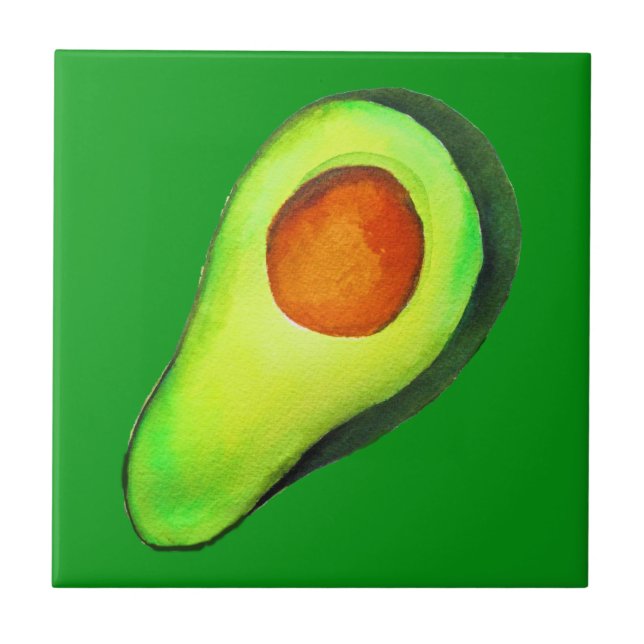 Avocado addict green cute art ceramic tile (Front)