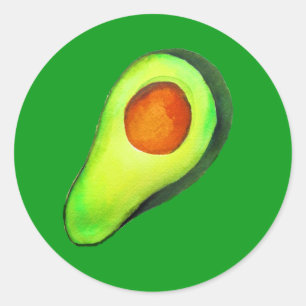 Avocado addict green cute art classic round sticker