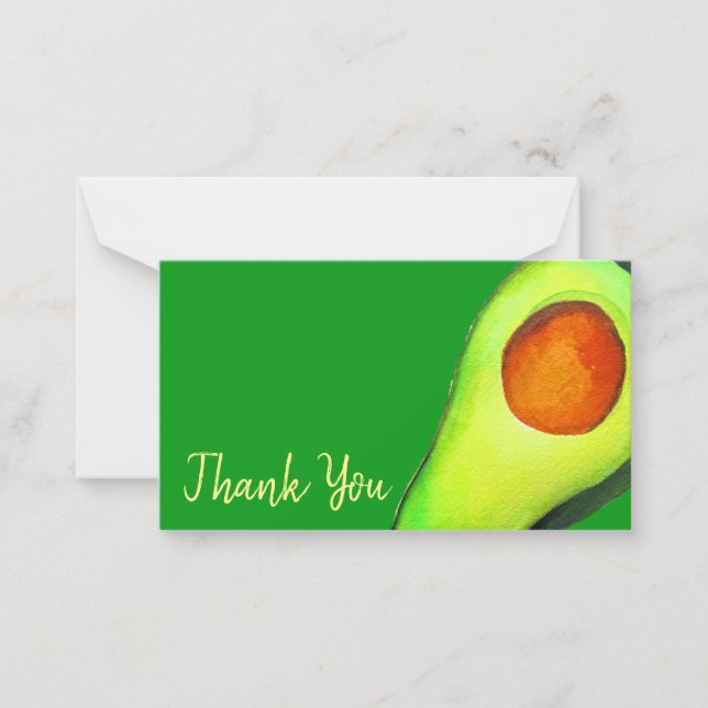 Avocado addict green cute art note card (Front)
