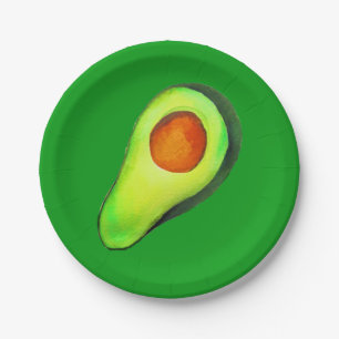 Avocado addict green cute art paper plates