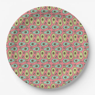 Avocado and Cilantro Salad Pattern Paper Plates