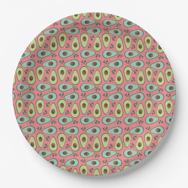 Avocado and Cilantro Salad Pattern Paper Plates (Front)