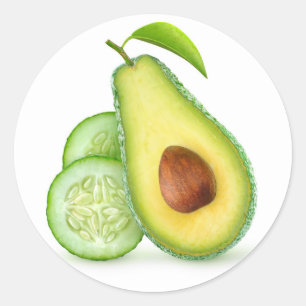 Avocado and cucumber classic round sticker