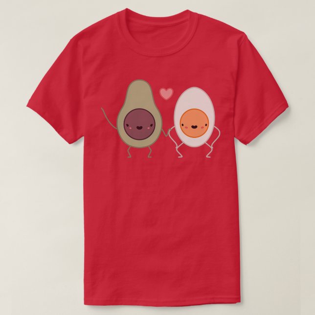 Avocado and Egg The Lovers Black T-Shirt (Design Front)