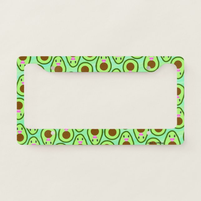 Avocado and Guacamole Lover's Cute Patterned License Plate Frame (Front)