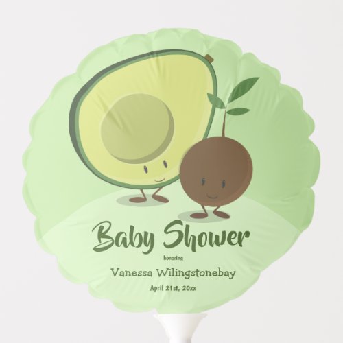 Avocado and Pit Cartoon Character Baby Shower Balloon