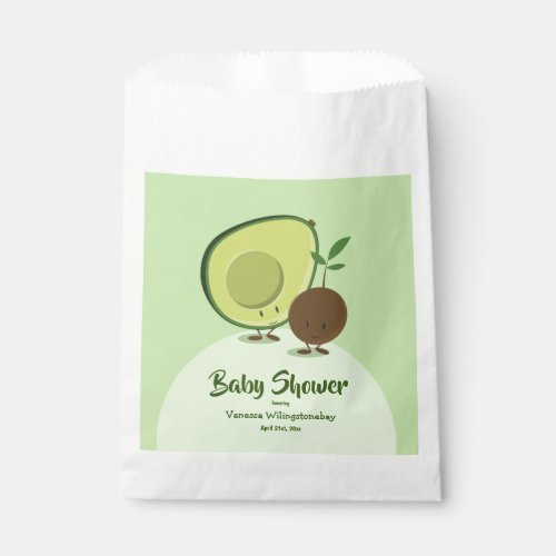 Avocado and Pit Cartoon Character Baby Shower Favor Bag