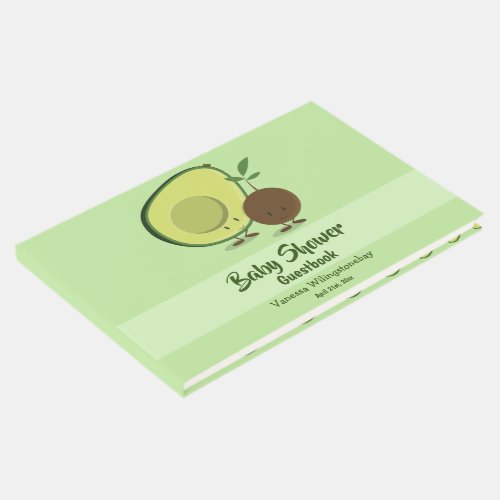 Avocado and Pit Cartoon Character Baby Shower Guest Book
