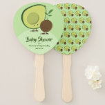 Avocado and Pit Cartoon Character Baby Shower Hand Fan<br><div class="desc">Hand fans for a baby shower with smiling avocado and avocado pit cartoon characters. The two happy characters are part of a green design with customizable words. This item is part of a baby shower party collection that includes an invitation, napkins, and more. Customize these items, add them to your...</div>