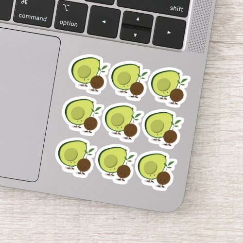 Avocado and Pit Cartoon Characters Sticker