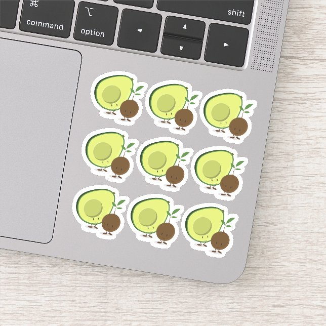Avocado and Pit Cartoon Characters Sticker (Detail)