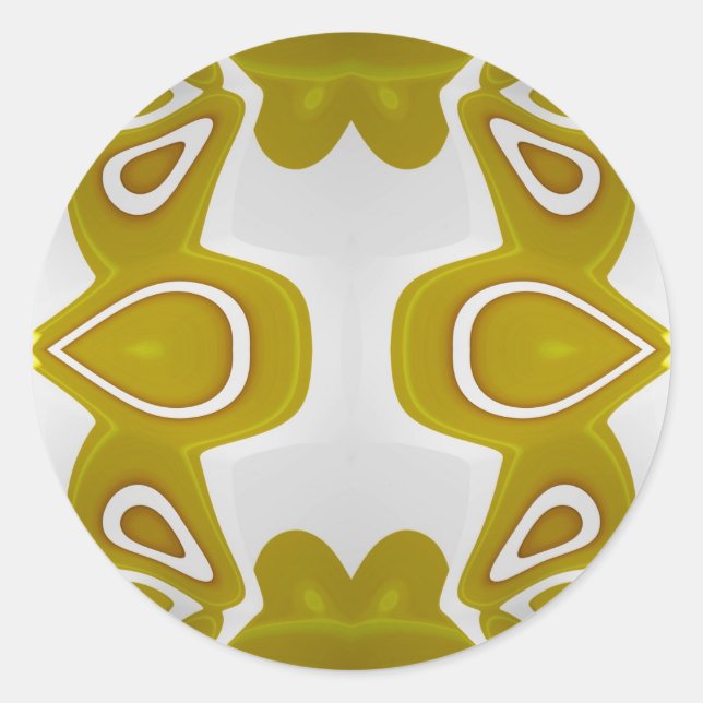 ~ Avocado and White Fractal ~ Classic Round Sticker (Front)