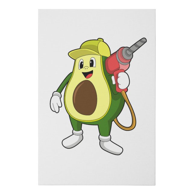 Avocado as Craftsman with Drill Faux Canvas Print (Front)