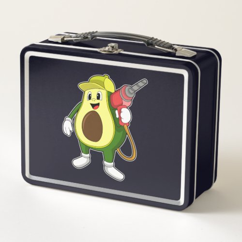 Avocado as Craftsman with Drill Metal Lunch Box