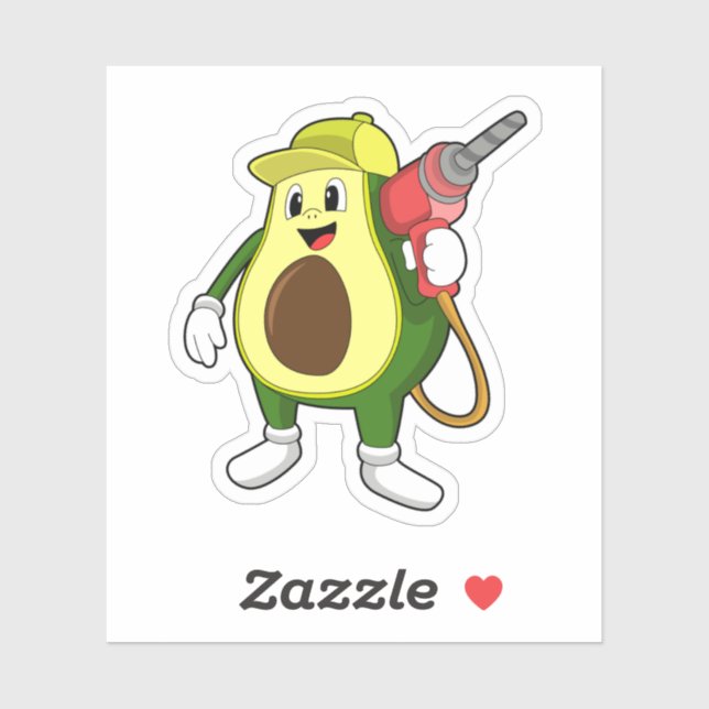 Avocado as Craftsman with Drill Sticker (Sheet)