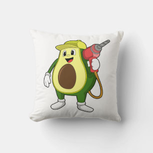Avocado as Craftsman with Drill Throw Pillow