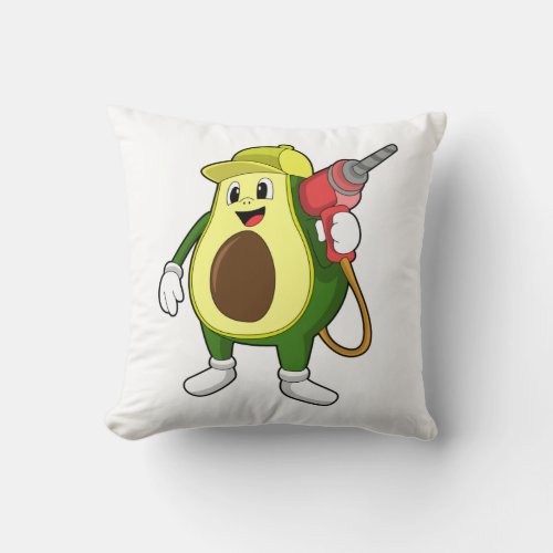 Avocado as Craftsman with Drill Throw Pillow