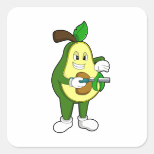 Avocado as Hairdresser with Razor Square Sticker