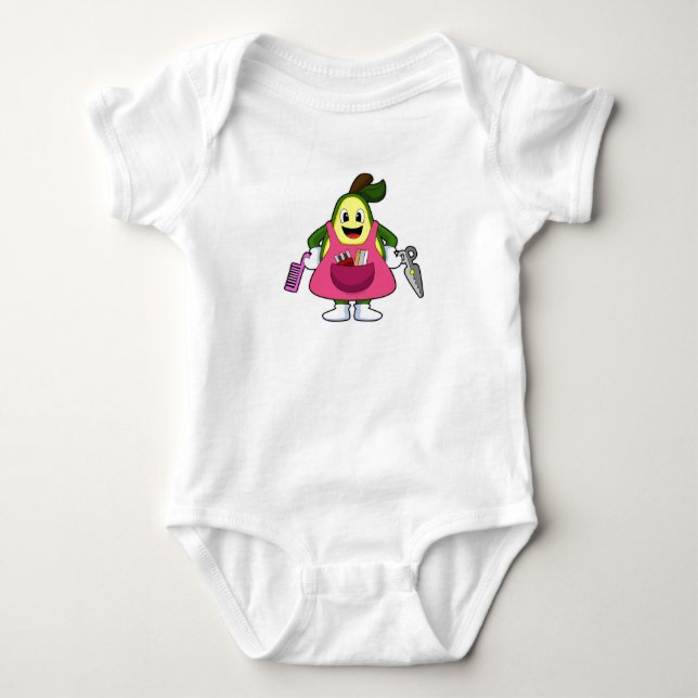 Avocado as Hairdresser with Scissors & Comb Baby Bodysuit (Front)