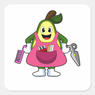 Avocado as Hairdresser with Scissors & Comb Square Sticker