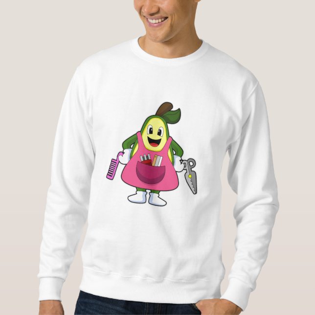 Avocado as Hairdresser with Scissors & Comb Sweatshirt (Front)