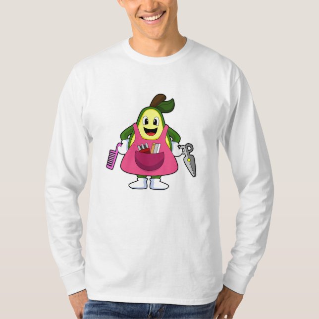 Avocado as Hairdresser with Scissors & Comb T-Shirt (Front)