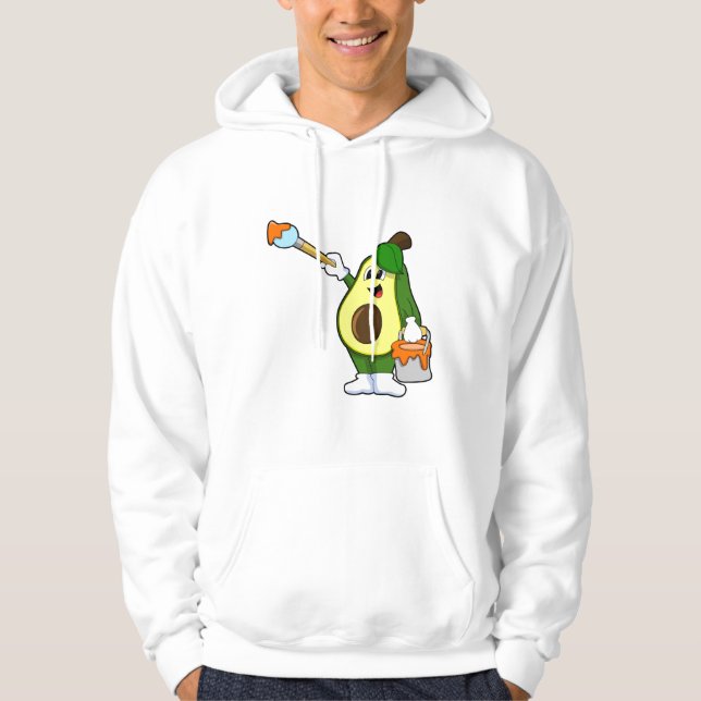 Avocado as Painter with Paint brush Hoodie (Front)