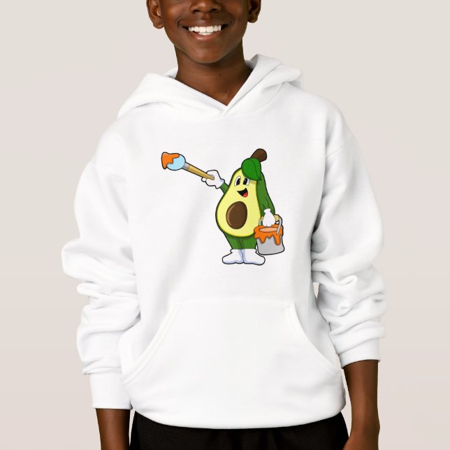 Avocado as Painter with Paint brush Hoodie (Front)