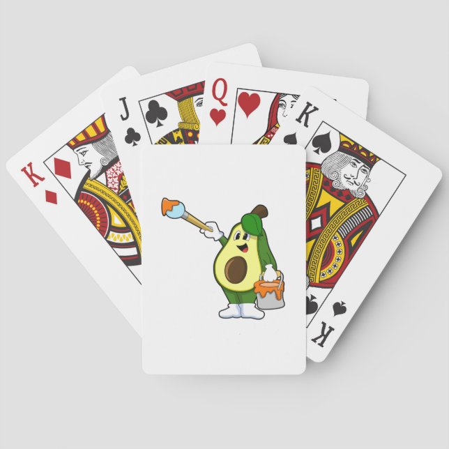 Avocado as Painter with Paint brush Poker Cards (Back)