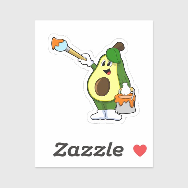 Avocado as Painter with Paint brush Sticker (Sheet)